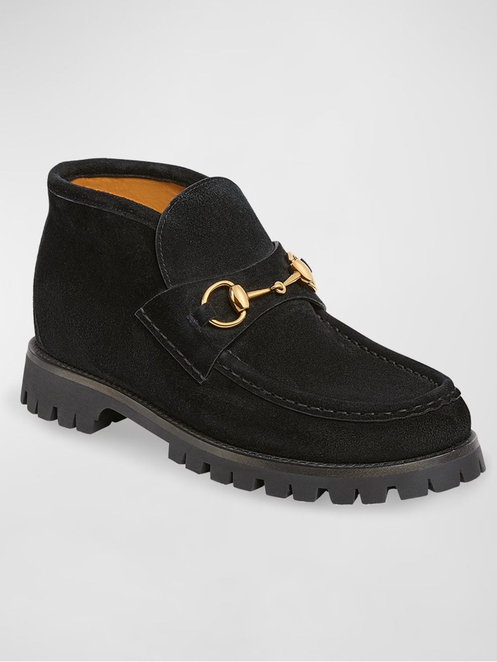Gucci Black Suede Horsebit Bootie